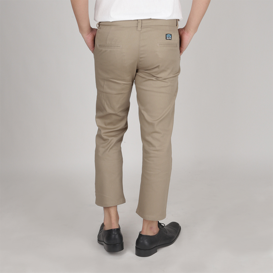  Celana  Panjang Pria Slimfit Cropped Chino Pants Coklat  