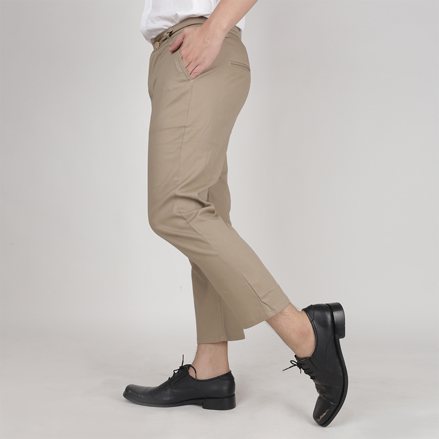 Celana Panjang Pria Slimfit Cropped Chino Pants Coklat Muda | CELANA