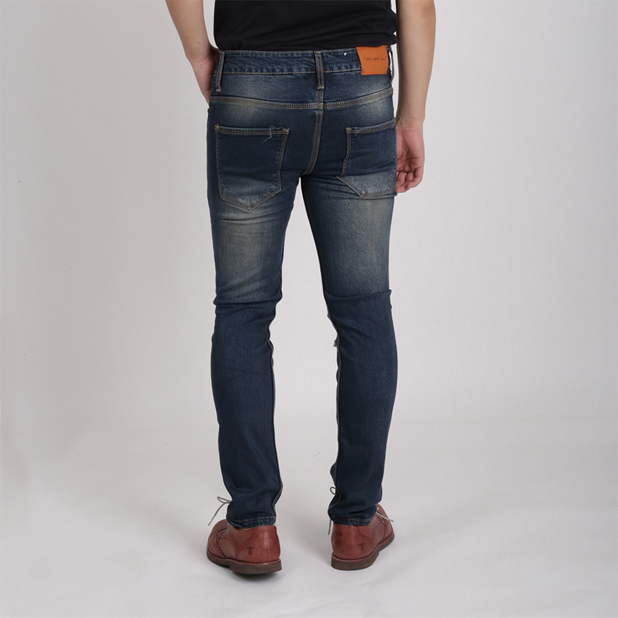 CELANA PANJANG SOFT JEANS PRIA PREMIUM DENIM RIPPED EMBLEM 