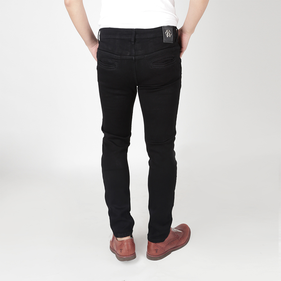  Celana  Panjang Pria sobek  Knee Ripped Jeans Slimfit Hitam 