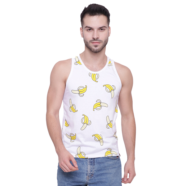 Kaos Singlet Pria Katun Gambar Pisang Putih | SINGLET CASUAL | ELFS SHOP