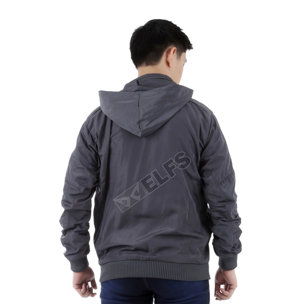 Jaket Parasut  Water Resistant Semi Parka Polos Abu Tua 