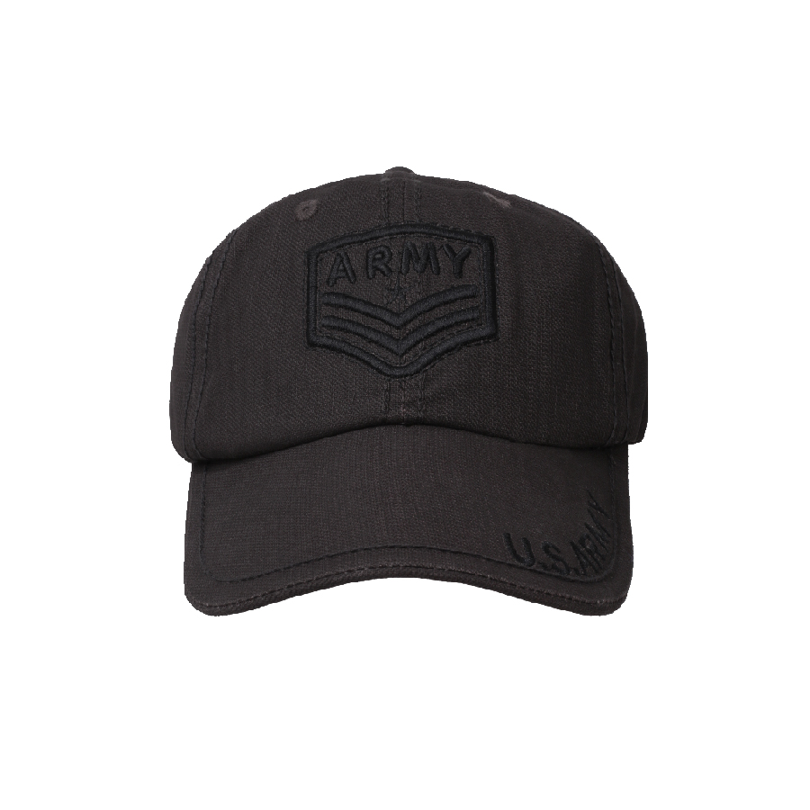 Topi Baseball Bordir Unisex Canvas Cap Army Coklat Tua