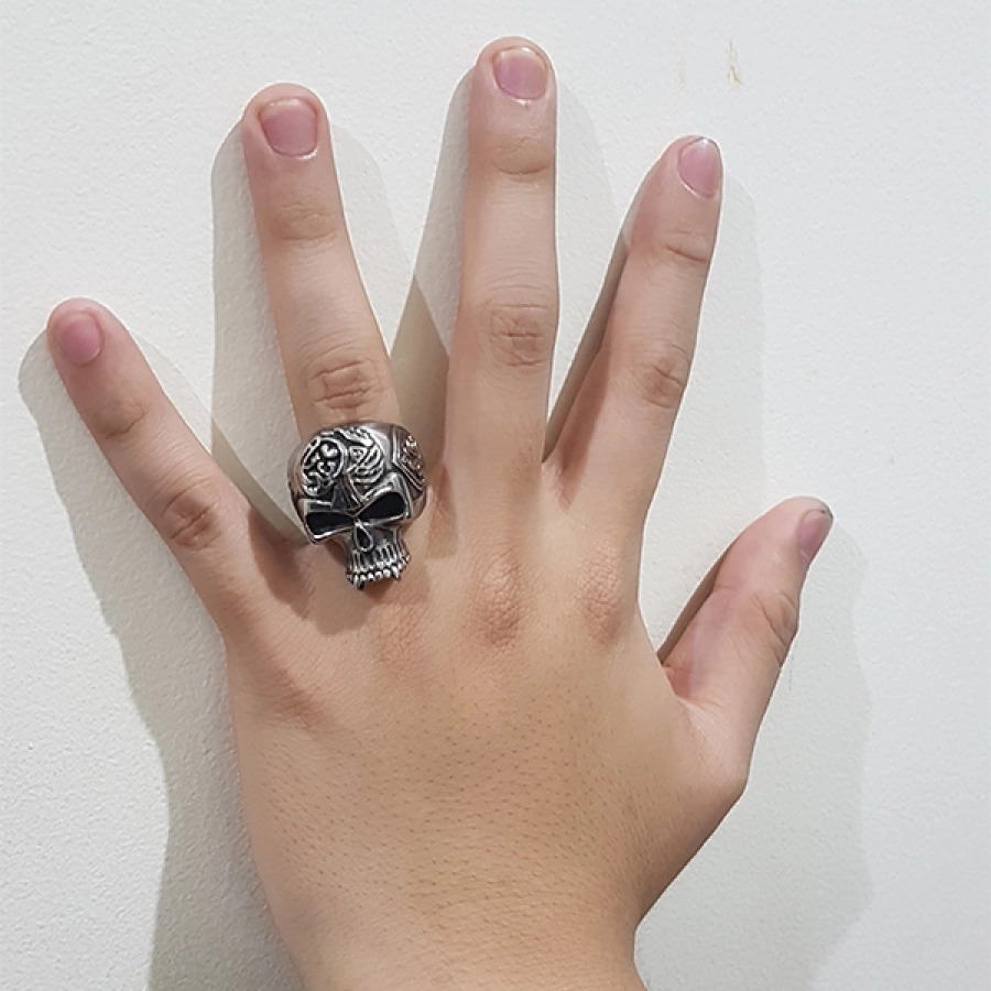 CINCIN Cincin Titanium Tengkorak QGZ28 Wajik Silver 4 cincin_qgz28_skull_wajik_sv_3