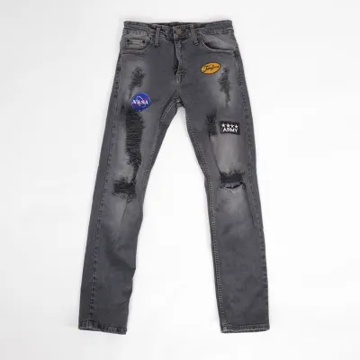  CELANA  PANJANG SOFT JEANS PRIA PREMIUM DENIM RIPPED EMBLEM 