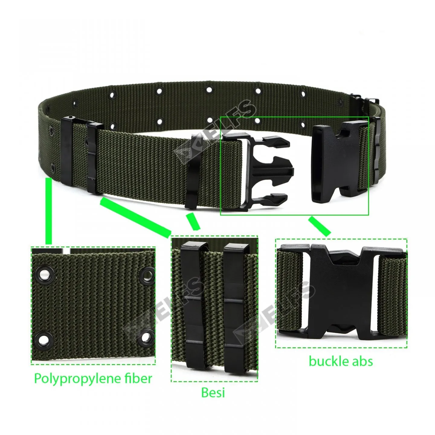 IKAT PINGGANG PRIA TACTICAL COBRA BUCKLE KLIK BELT HIJAU ARMY, IKAT  PINGGANG KANVAS, DLL