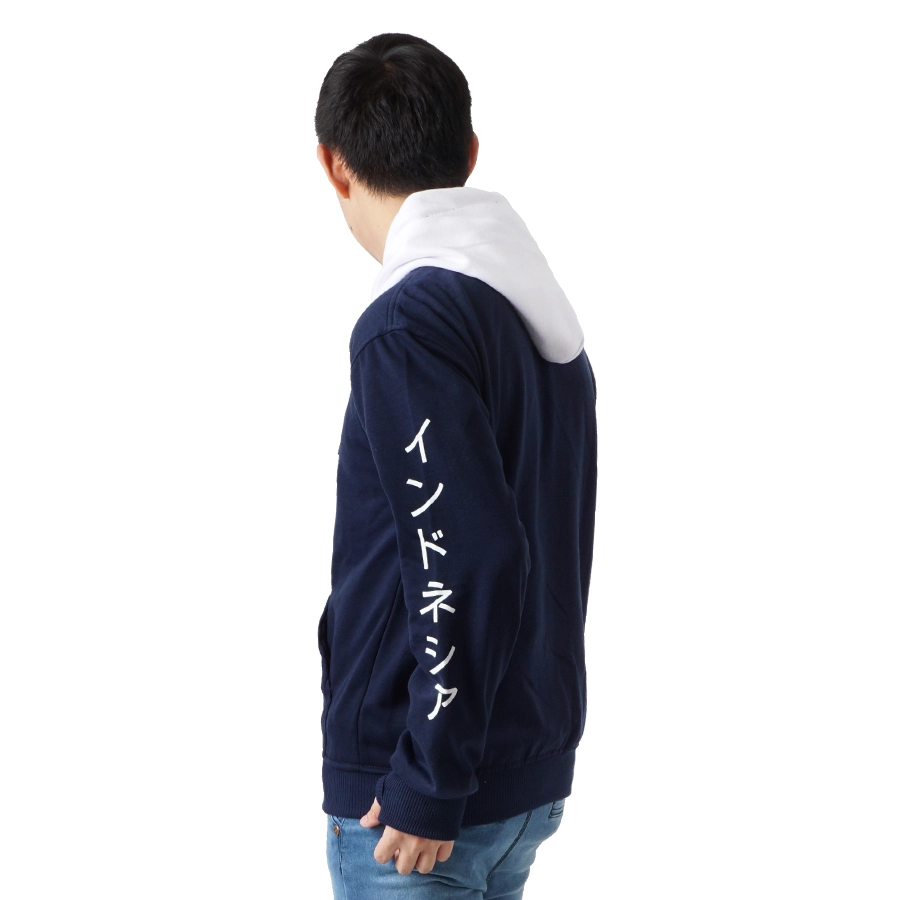  Jaket  Hoodie Lengan Jepang  Indonesia Biru Dongker HOODIE 