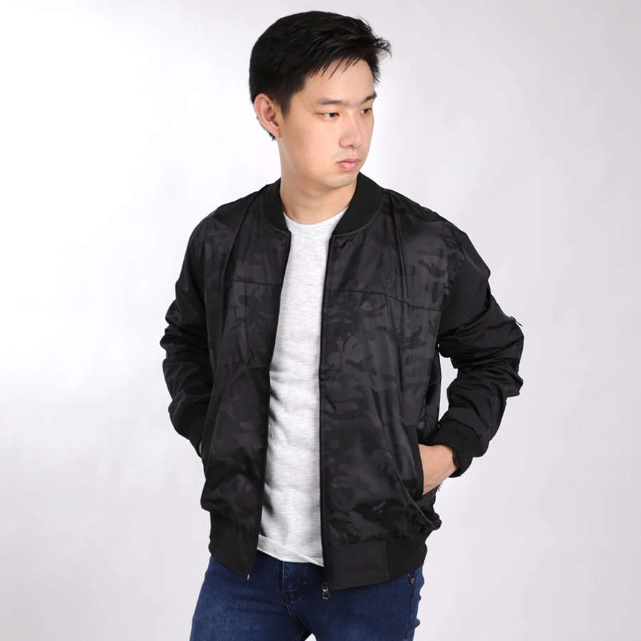 Jaket Bomber Waterproof Loreng Streetwear Hitam | JAKET BOMBER | ELFS SHOP