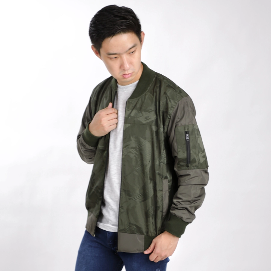  Jaket  Bomber  Waterproof Loreng Streetwear Hijau Army  