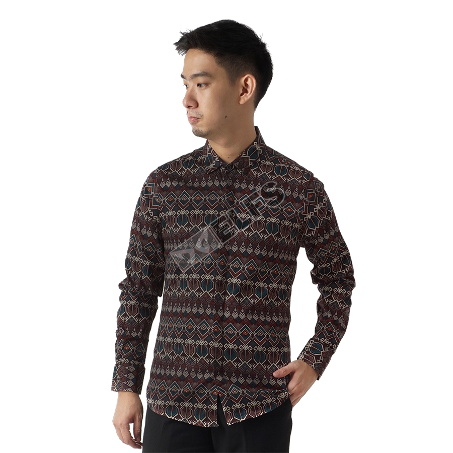 KEMEJA BATIK PANJANG Kemeja Pria Batik Songket Lengan Panjang Slimfit Termurah M-XL 01 Coklat Tua 1 kfbj_batik_songket_01_ct_0_copy