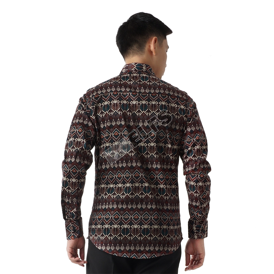 KEMEJA BATIK PANJANG Kemeja Pria Batik Songket Lengan Panjang Slimfit Termurah M-XL 01 Coklat Tua 2 kfbj_batik_songket_01_ct_1_copy