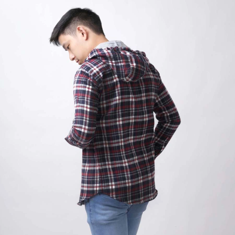 KEMEJA PANJANG Kemeja Flanel Pria Hoodie Lengan Panjang Motif Kotak 03 Navy Merah Cabe 3 kffj_flanel_hoodie_03bd_mc2