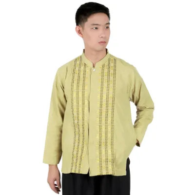 Baju Muslim Kemeja Koko Panjang Katun 1F17044 Hijau Muda 