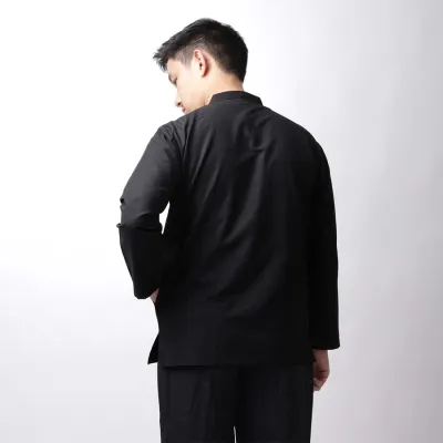 Baju Muslim Kemeja Koko Panjang Katun 20001 Hitam KEMEJA 