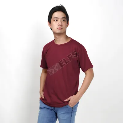 KAOS POLOS KAOS PRIA O-NECK TERRY T-SHIRT OBLONG POLOS MAROON<br> 1 ok_kaos_tangan_pendek_mo0