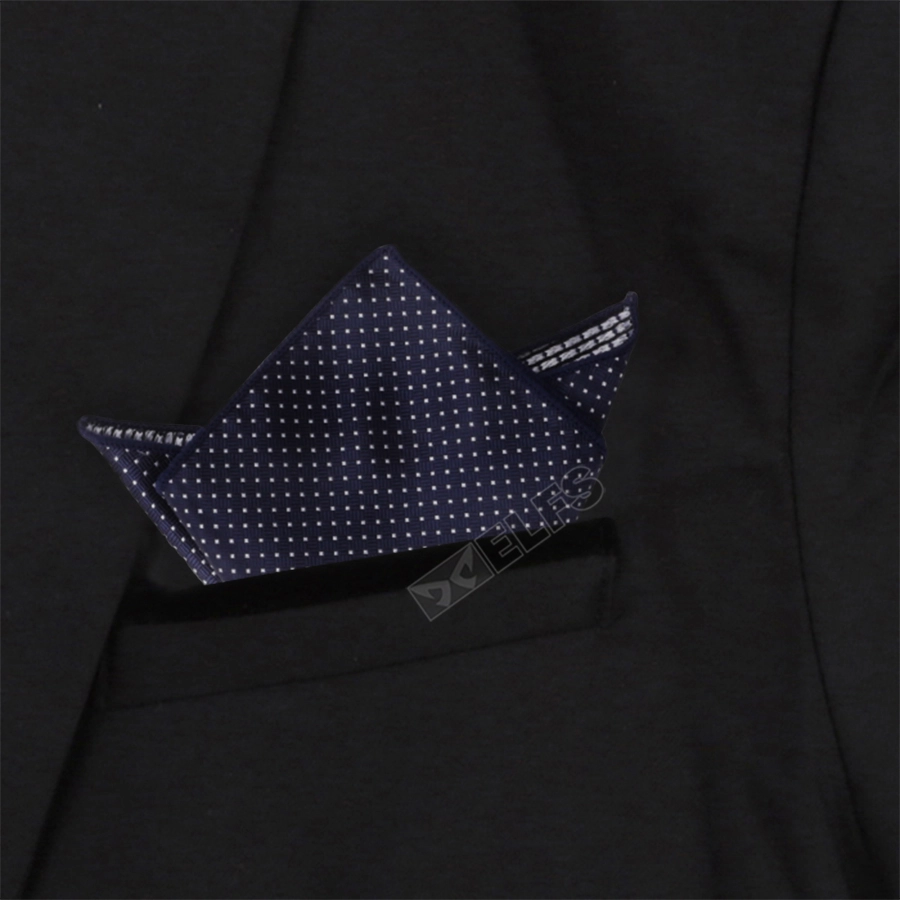 SAPU TANGAN Sapu Tangan Saku Jas Satin 2 sisi motif Pocket Square Handkerchief Dot - Biru Dongker 1 saputangan_saku_jas_dot_bd0