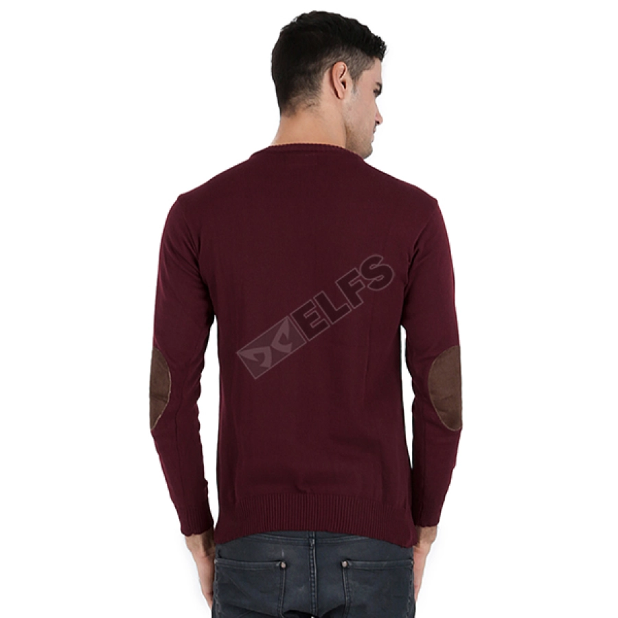  Sweater  Rajut  Pria  Pundak Siku Suede Maroon SWEATER  