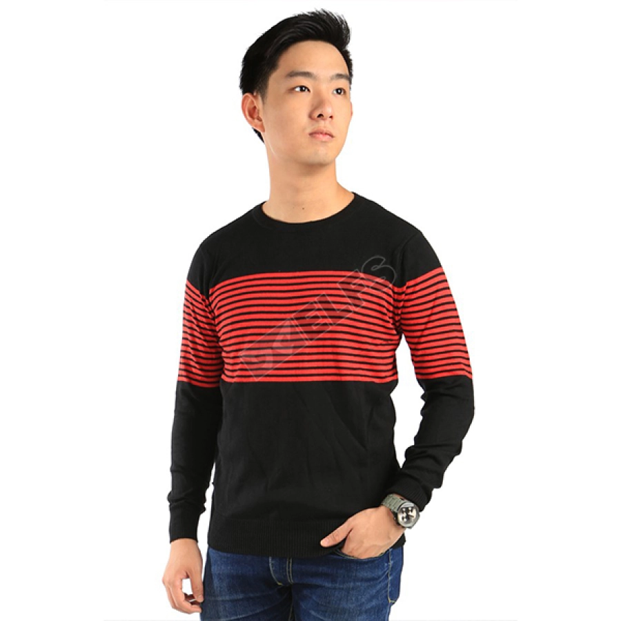 SWEATER Sweater Rajut Pria Stripe Hitam 1 sr_stripe_hx_0