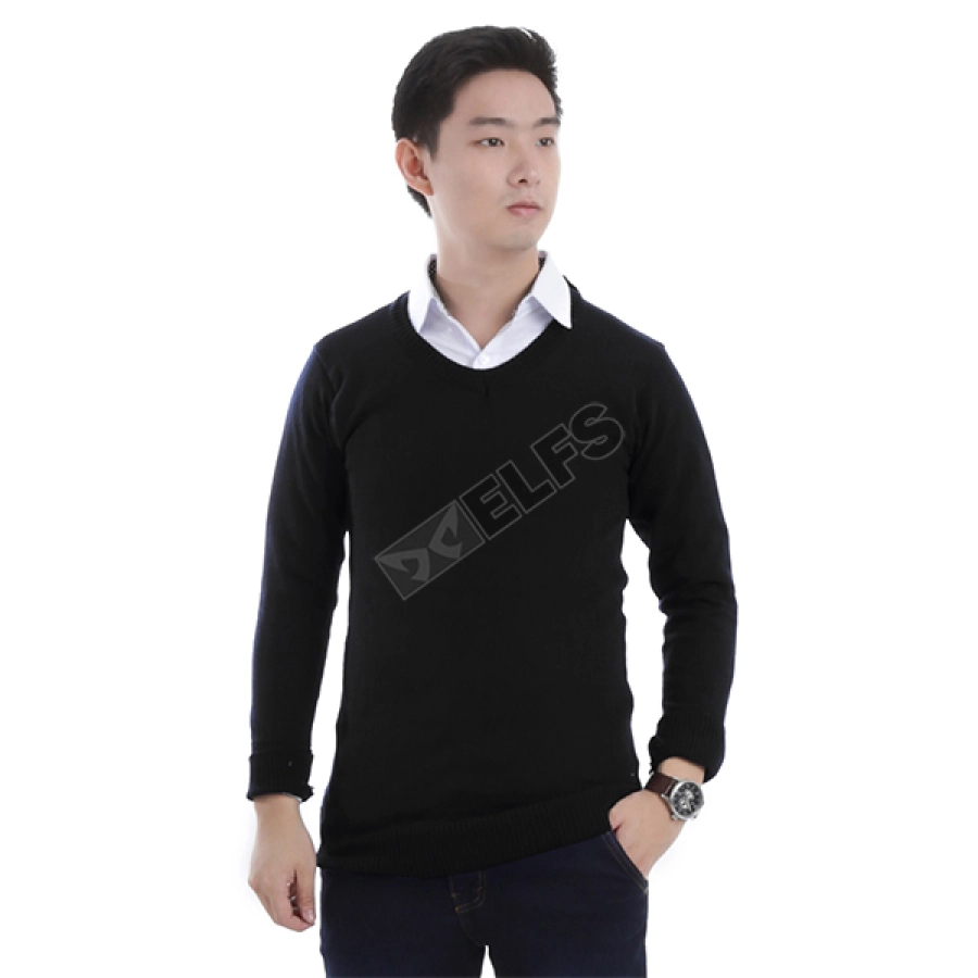 SWEATER ARIEL Sweater Rajut Pria Vneck Ariel Hitam 2 sr_vneck_ariel_hx_1