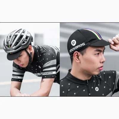 TOPI RIMBA / MANCING Elfs - Topi Sepeda Rockbros Cycling Cap Breathable Quick Dry Bike To Work Hitam 15 2 to1_sepeda_garis_putih_hx1