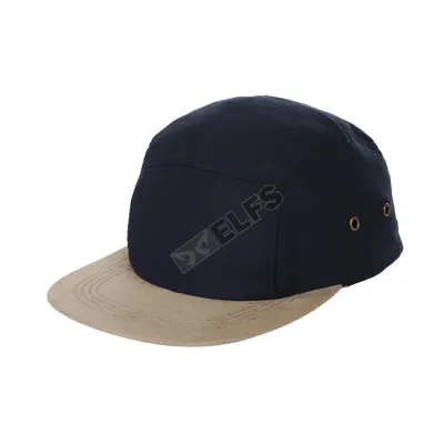 Topi Snapback 5 Panel Twill Kombinasi Suede Biru  Dongker  