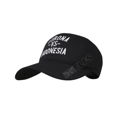 BASEBALL MOTIF Elfs - Topi Baseball Twill Bordir Crna vs Indonesian Unisex Cap Hitam 2 to3_basic_twill_corona_vs_indonesia_hx1