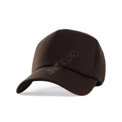 Topi Pria Polos Baseball Bill Up Cap Fleece Coklat Tua 