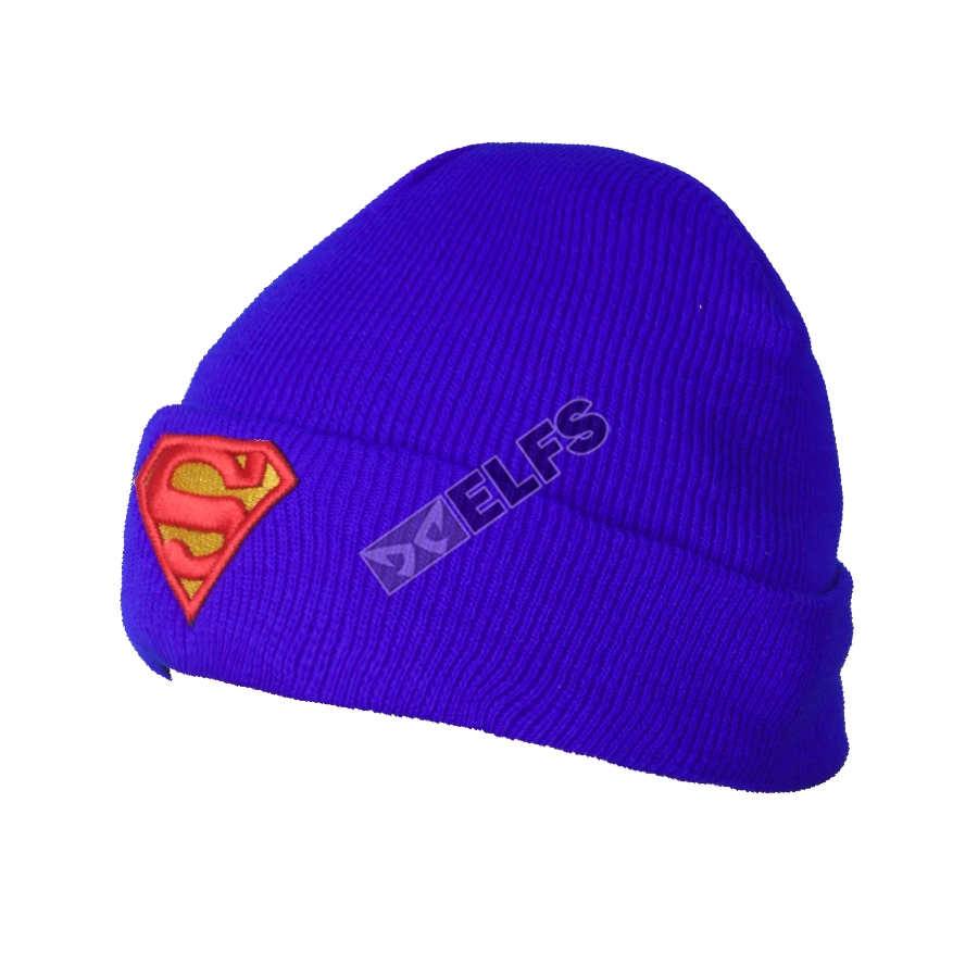 KUPLUK Topi Kupluk Rajut Katun Bordir Beanie Hat Winter Biru Tua 1 to3_kupluk_bordir_superman_bt0