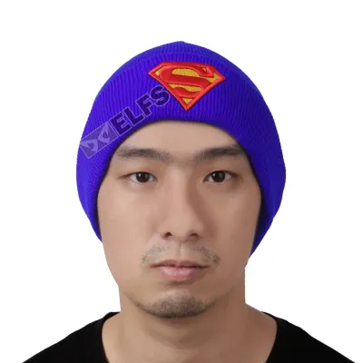 KUPLUK Topi Kupluk Rajut Katun Bordir Beanie Hat Winter Biru Tua 2 to3_kupluk_bordir_superman_bt1