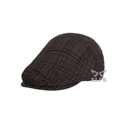 Topi Flatcap Painter Katun Tartan  2 Coklat  Tua TOPI 