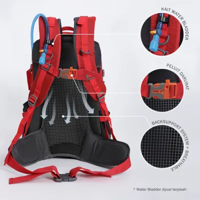 TAS GUNUNG Tas Ransel Gunung Carrier 35L Backsupport Water Resistant Hiking Bag Free Raincover Merah Cabe 2 trim_gunung_elfs_35l_backsupport_mc2