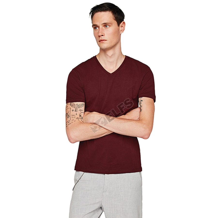 KAOS POLOS Vneck Pria Katun Tshirt Combed 20S Slimfit Basic Maroon 1 vk_cotton_combed_20s_slimfit_basic_mo_0_copy